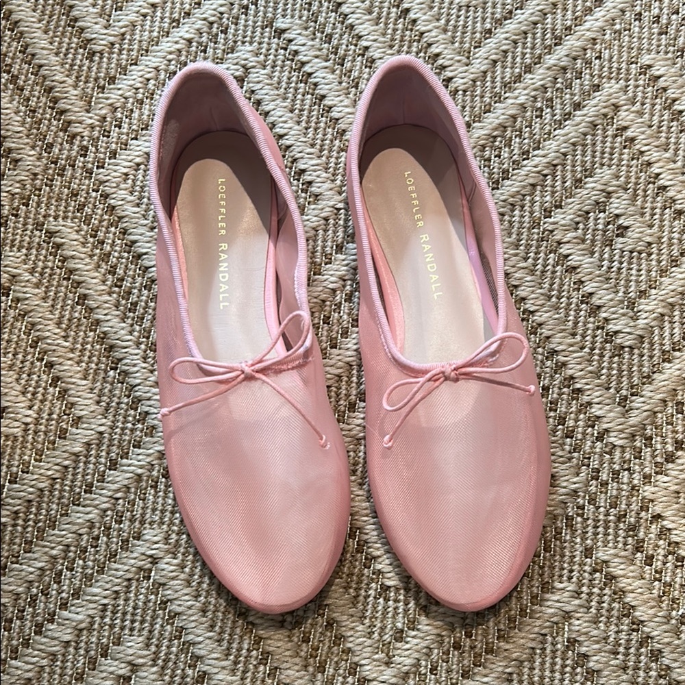 Loeffler Randall Pink Ballet Flats with Bow Detail
